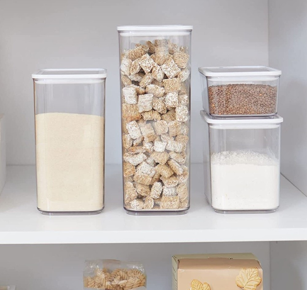 Burk för torrvaror, 4 L, PANSINO ECOZEN XL CANISTER, 16 x 12 x H 30,5 cm , Transparent / Vit i gruppen Förvaring / Köksförvaring / Förvaringslådor och burkar hos SmartaSaker.se (40292)