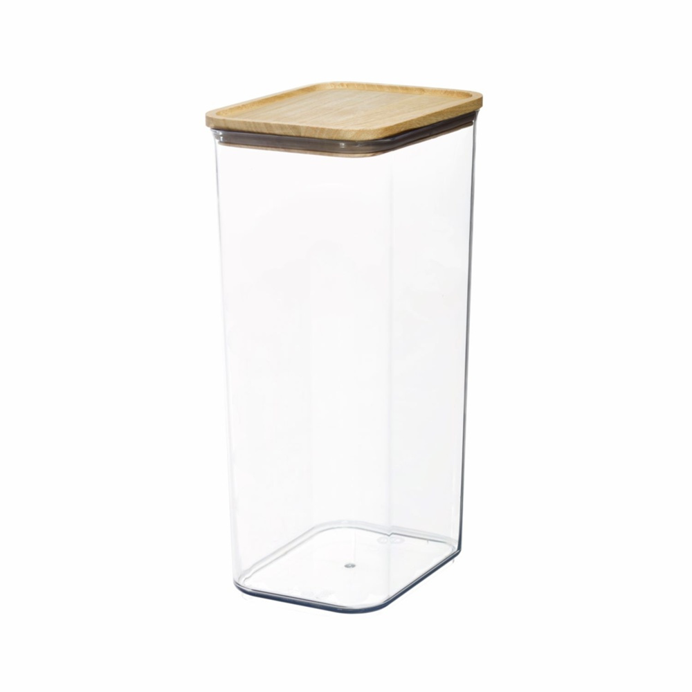 Burk för torrvaror, trä lock, 4 L, PANSINO RPET XL CANISTER, 16 x 12 x H 30,5 cm , Transparent / Natur i gruppen Förvaring / Köksförvaring / Förvaringslådor och burkar hos SmartaSaker.se (40294)