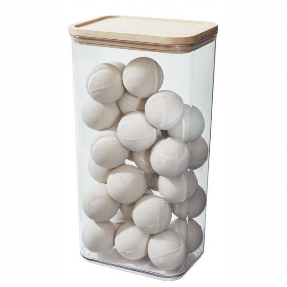 Burk för torrvaror, trä lock, 4 L, PANSINO RPET XL CANISTER, 16 x 12 x H 30,5 cm , Transparent / Natur i gruppen Förvaring / Köksförvaring / Förvaringslådor och burkar hos SmartaSaker.se (40294)