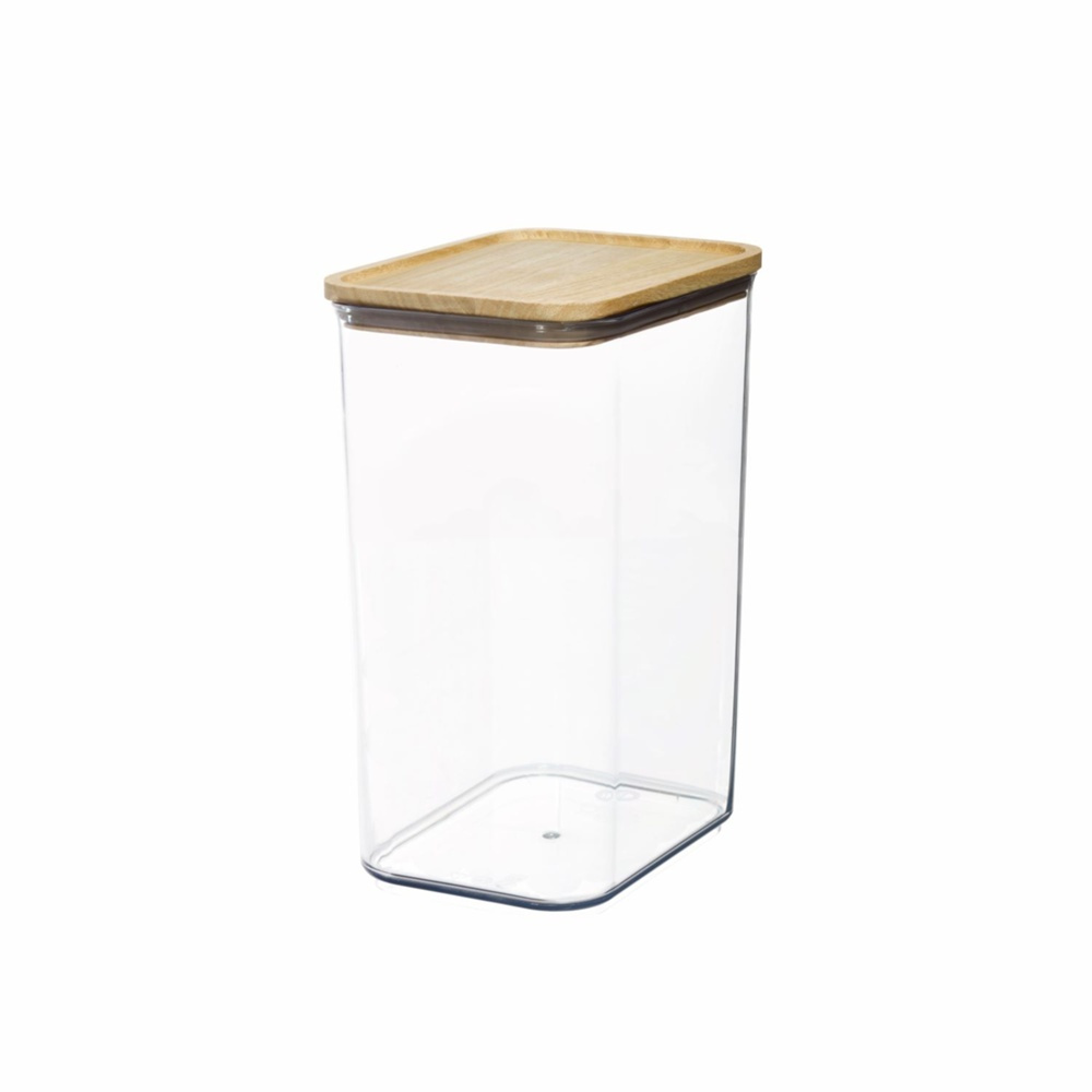 Burk för torrvaror, trälock, 3 L, PANSINO RPET LARGE CANISTER, 16 x 12 x H 23 cm , Transparent / Natur i gruppen Förvaring / Köksförvaring hos SmartaSaker.se (40295)