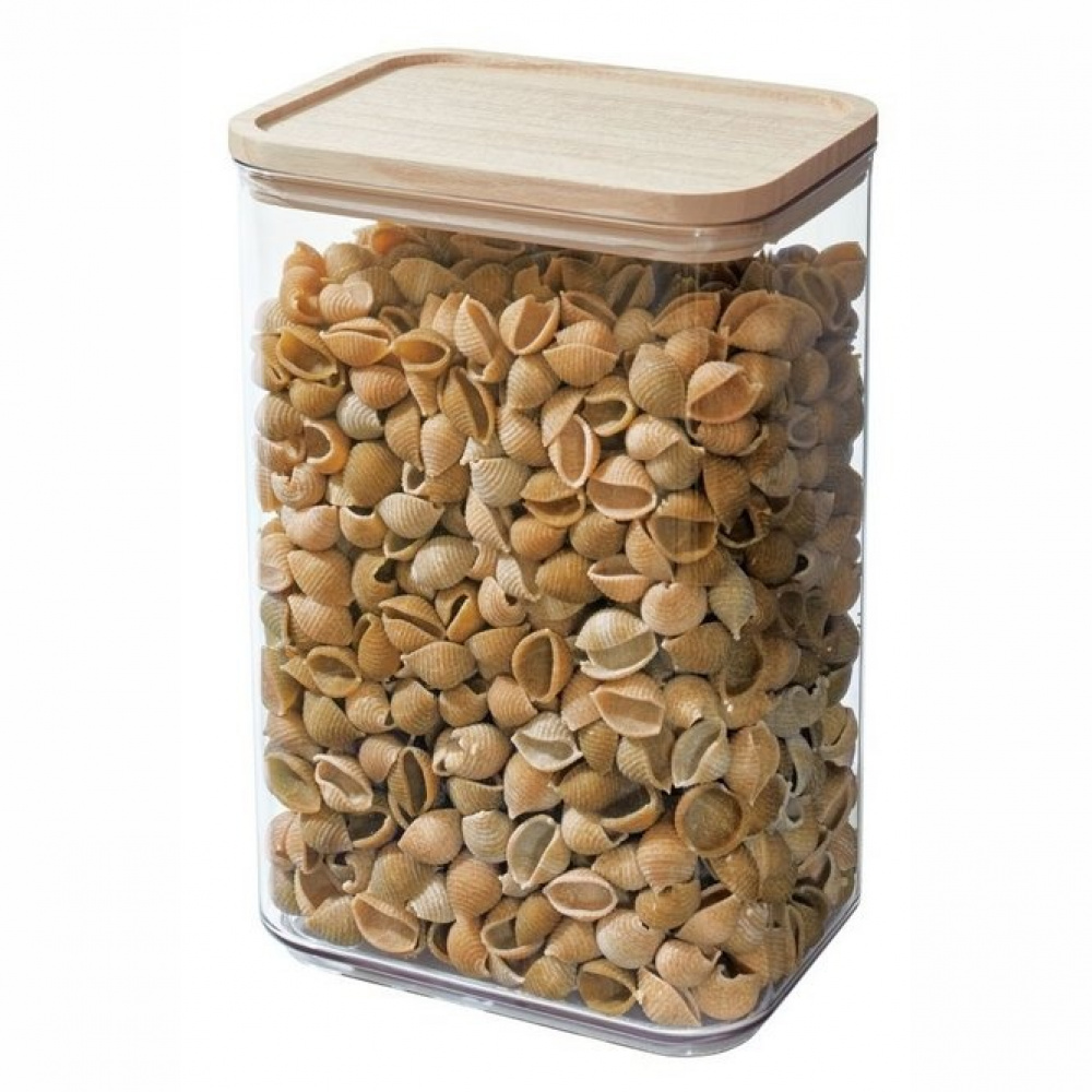 Burk för torrvaror, trälock, 3 L, PANSINO RPET LARGE CANISTER, 16 x 12 x H 23 cm , Transparent / Natur i gruppen Förvaring / Köksförvaring hos SmartaSaker.se (40295)