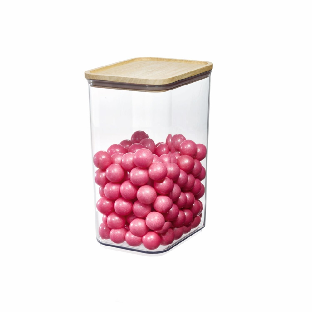 Burk för torrvaror, trälock, 3 L, PANSINO RPET LARGE CANISTER, 16 x 12 x H 23 cm , Transparent / Natur i gruppen Förvaring / Köksförvaring hos SmartaSaker.se (40295)