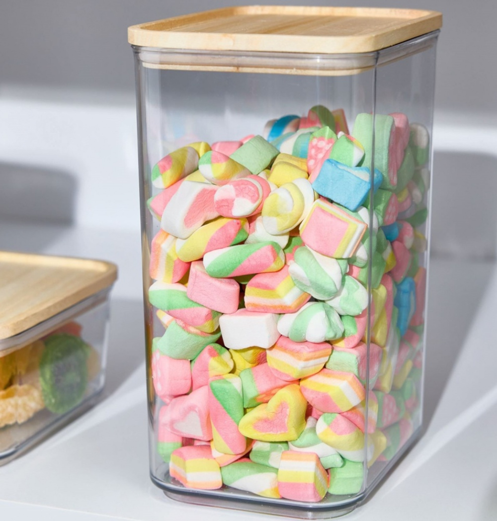 Burk för torrvaror, trälock, 3 L, PANSINO RPET LARGE CANISTER, 16 x 12 x H 23 cm , Transparent / Natur i gruppen Förvaring / Köksförvaring hos SmartaSaker.se (40295)