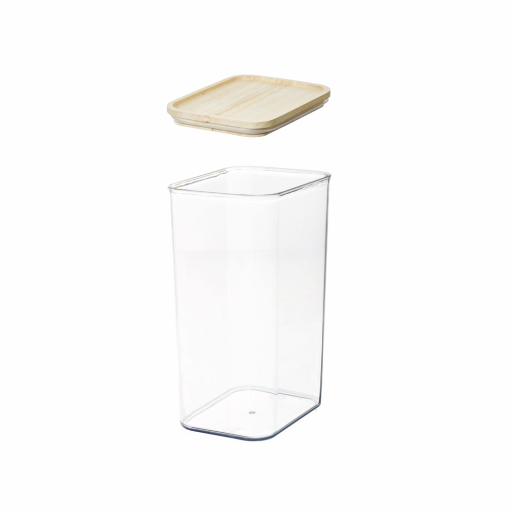 Burk för torrvaror, trälock, 3 L, PANSINO RPET LARGE CANISTER, 16 x 12 x H 23 cm , Transparent / Natur i gruppen Förvaring / Köksförvaring hos SmartaSaker.se (40295)