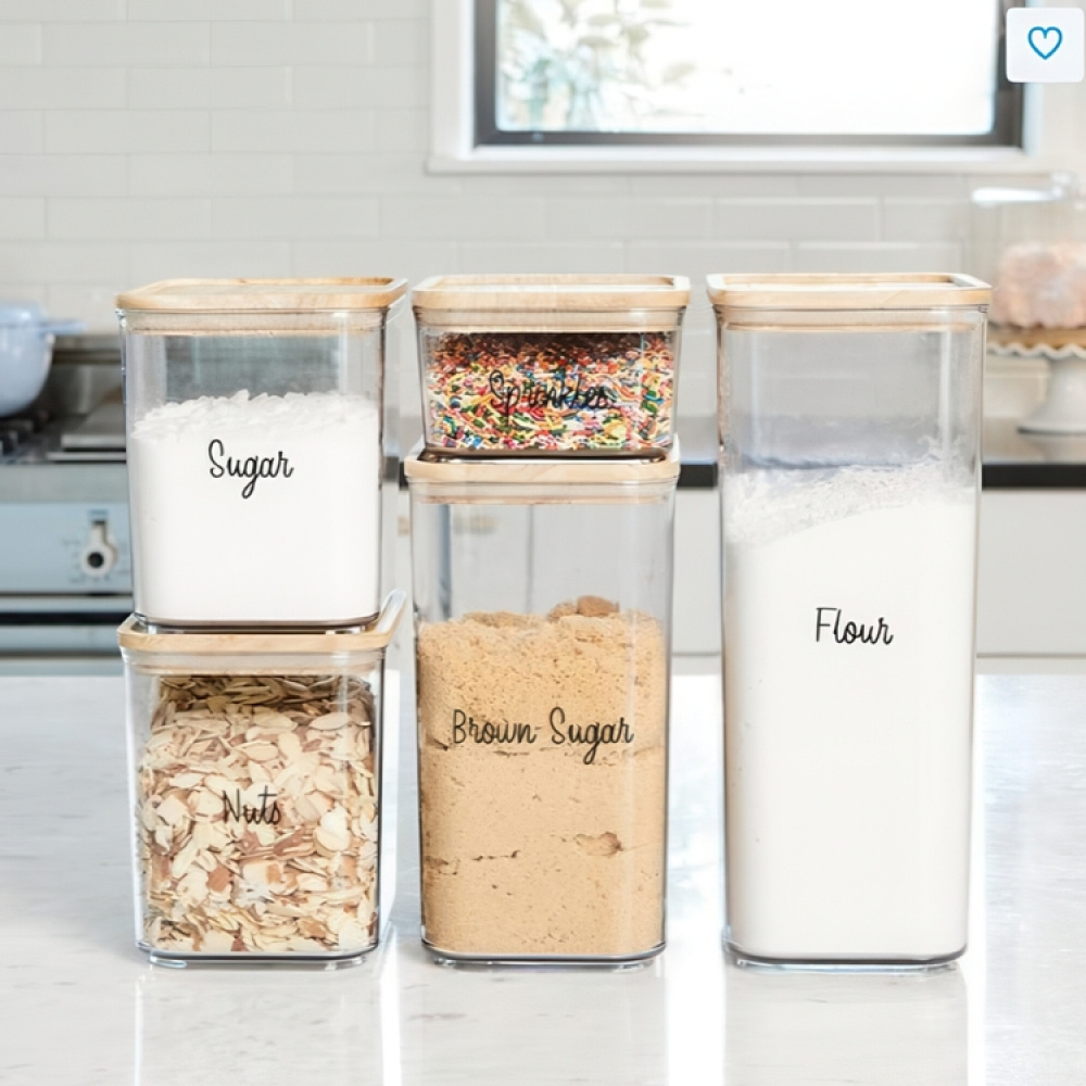 Burk för torrvaror, trälock, 3 L, PANSINO RPET LARGE CANISTER, 16 x 12 x H 23 cm , Transparent / Natur i gruppen Förvaring / Köksförvaring / Förvaringsburkar hos SmartaSaker.se (40295)