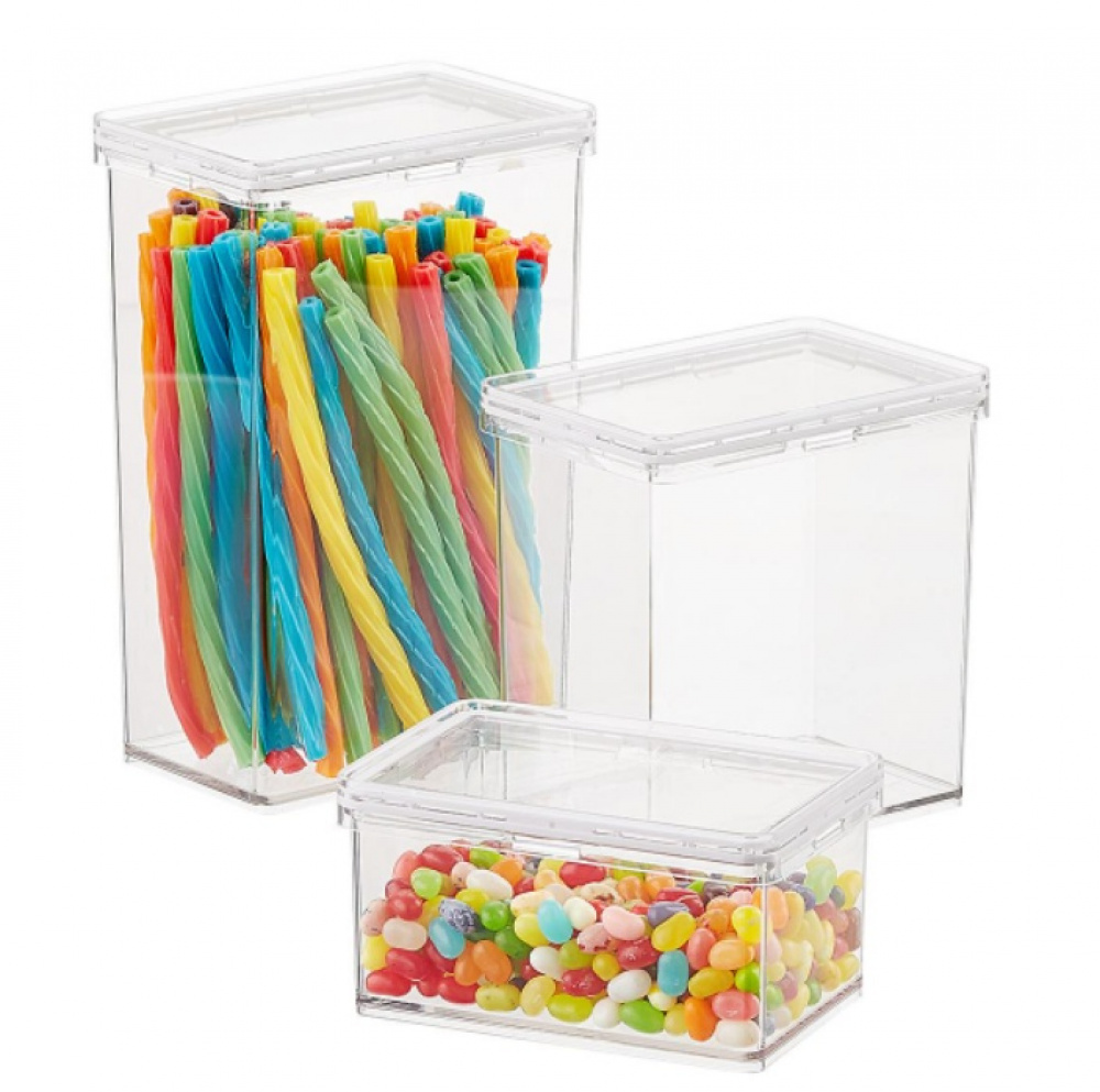 Burk för torrvaror, 1,4 L, THE HOME EDIT MEDIUM CANISTER, 10,2 x 15,2 x H 15,6 cm , Transparent i gruppen Förvaring / Köksförvaring / Förvaringslådor och burkar hos SmartaSaker.se (40296)