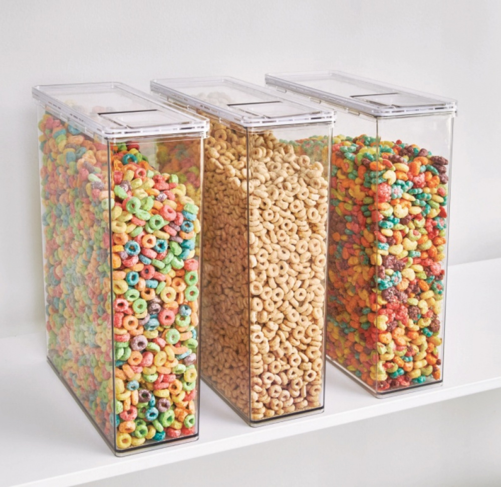 Burk för torrvaror, 5,6 L, Med flip-lock, THE HOME EDIT CEREAL CANISTER, 10,2 x 25,4 x H 31 cm, Klar i gruppen Förvaring / Köksförvaring / Förvaringslådor och burkar hos SmartaSaker.se (40297)