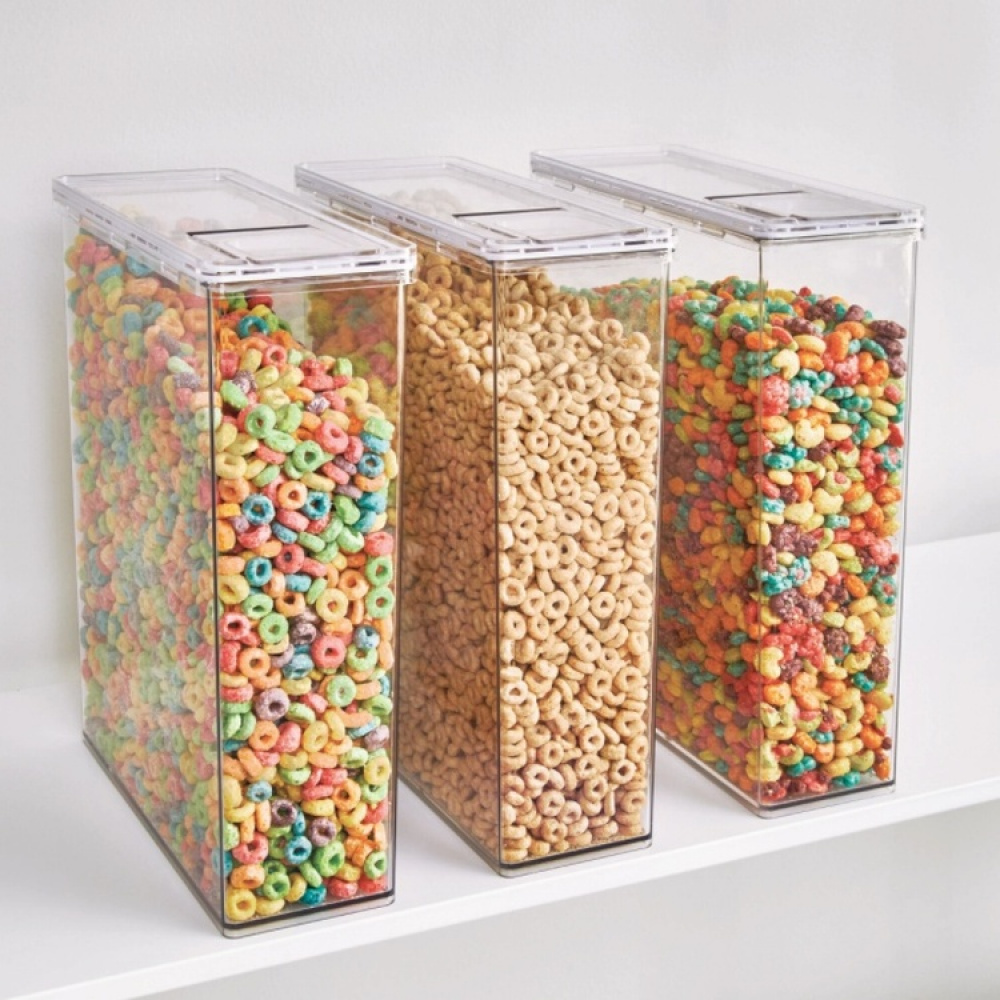 Burk för torrvaror, 5,6 L, Med flip-lock, THE HOME EDIT CEREAL CANISTER, 10,2 x 25,4 x H 31 cm, Klar i gruppen Förvaring / Köksförvaring / Förvaringsburkar hos SmartaSaker.se (40297)