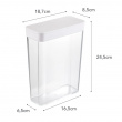 Burk för torrvaror, Lufttät, 2,3L, TOWER FOOD CONTAINER, 19 x 8,5 x H 24,5 cm, Yamazaki, Klar / Vit Burk för torrvaror, Lufttät, 2,3L, TOWER FOOD CONTAINER, 19 x 8,5 x H 24,5 cm, Yamazaki, Klar / Vit