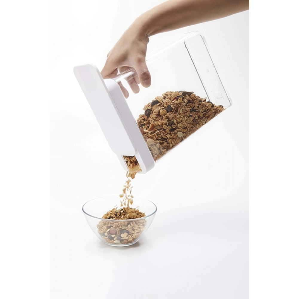 Burk för torrvaror, Lufttät, 2,3L, TOWER FOOD CONTAINER, 19 x 8,5 x H 24,5 cm, Yamazaki, Klar / Vit i gruppen Förvaring / Köksförvaring / Förvaringsburkar hos SmartaSaker.se (40298)