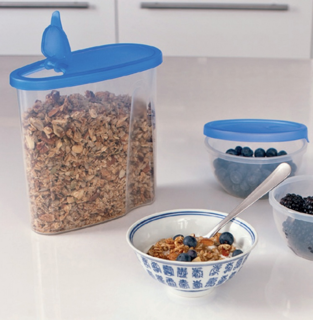 Burk med flip-lock, 1,8 L, CLUB CUISINE MEDIUM, Transparent / Blå i gruppen Förvaring / Köksförvaring / Förvaringslådor och burkar hos SmartaSaker.se (40303)