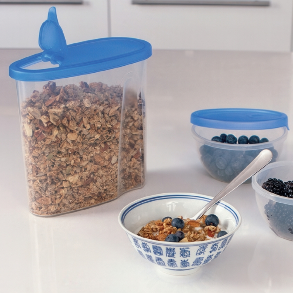 Burk med flip-lock, 1,8 L, CLUB CUISINE MEDIUM, Transparent / Blå i gruppen Förvaring / Köksförvaring / Förvaringsburkar hos SmartaSaker.se (40303)