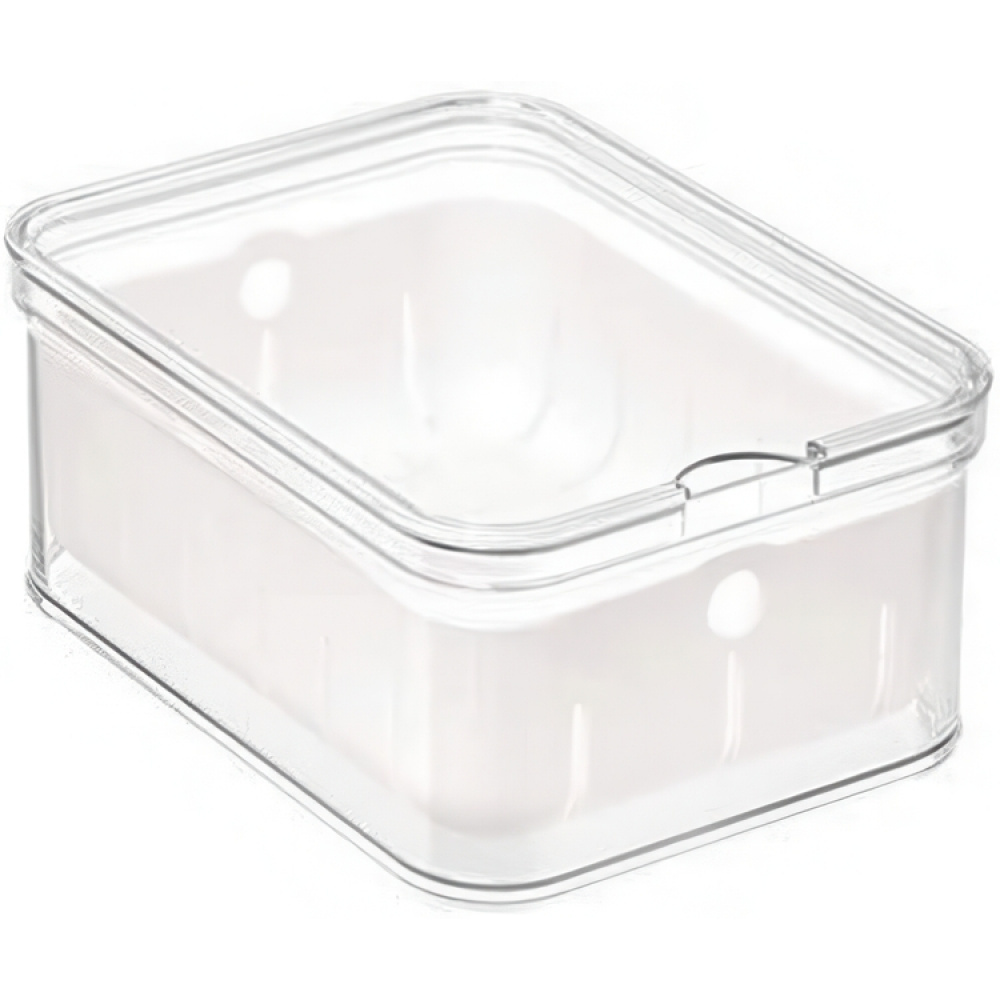 Burk med lock och durkslag, CRISP BERRY BIN, 16,5 x 21,6 x H 9,5 cm, Transparent / Vit i gruppen Förvaring / Köksförvaring / Kylskåpsförvaring hos SmartaSaker.se (40305)
