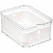 Burk med lock och durkslag, CRISP BERRY BIN, 16,5 x 21,6 x H 9,5 cm, Transparent / Vit