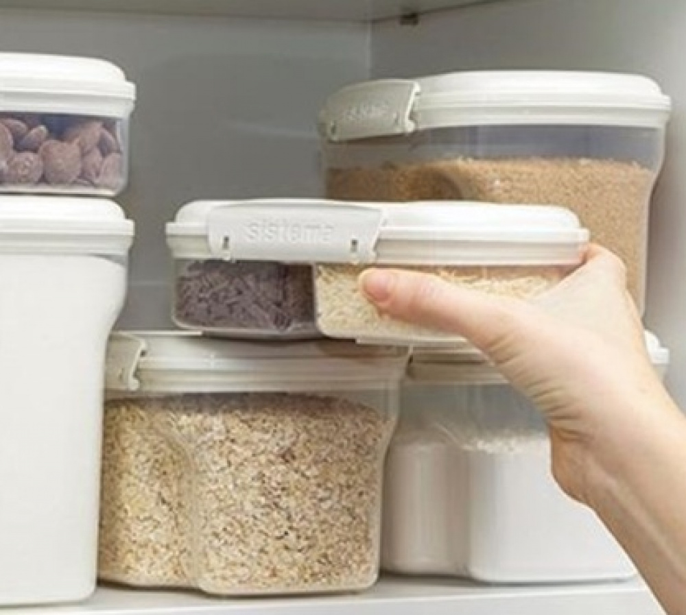 Burk tvådelad, 630 ml, SISTEMA BAKE IT SPLIT, Klar / Vit i gruppen Förvaring / Köksförvaring / Matlådor hos SmartaSaker.se (40308)