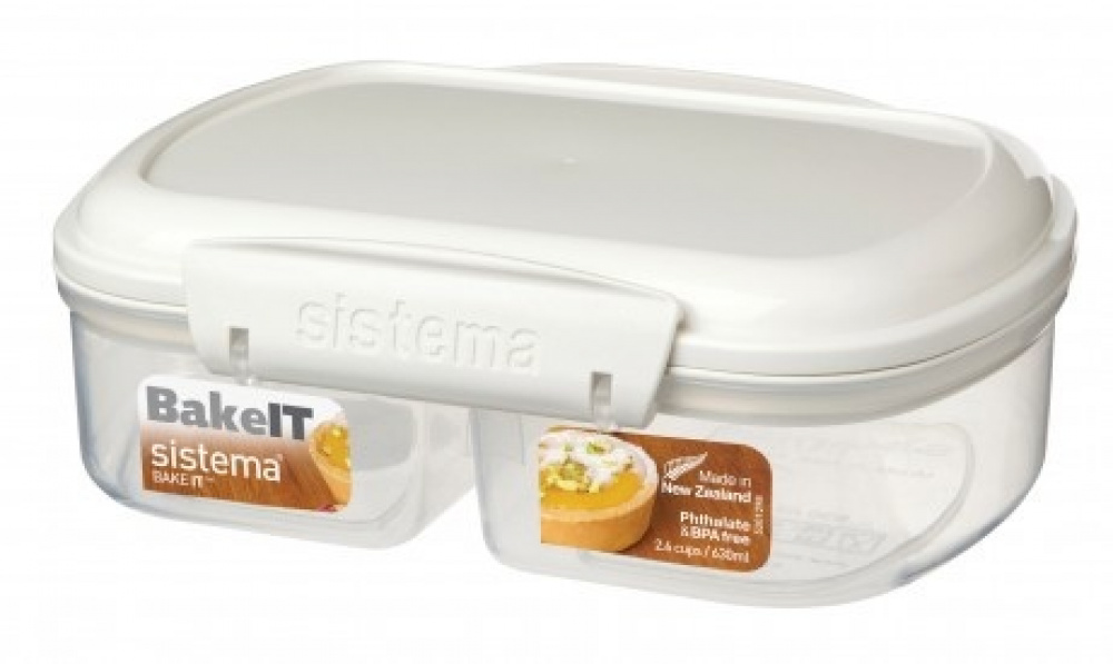 Burk tvådelad, 630 ml, SISTEMA BAKE IT SPLIT, Klar / Vit i gruppen Förvaring / Köksförvaring / Matlådor hos SmartaSaker.se (40308)