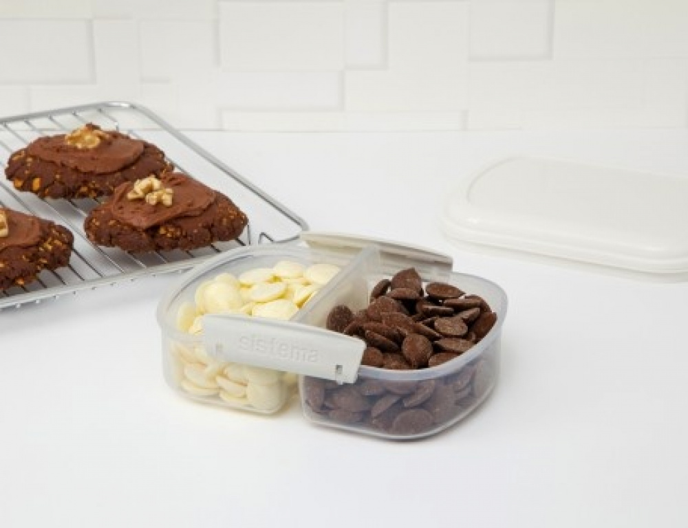 Burk tvådelad, 630 ml, SISTEMA BAKE IT SPLIT, Klar / Vit i gruppen Förvaring / Köksförvaring / Matlådor hos SmartaSaker.se (40308)
