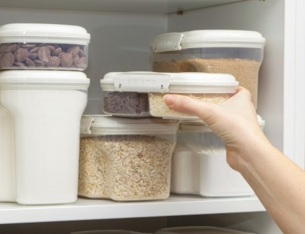 Burk tvådelad, 630 ml, SISTEMA BAKE IT SPLIT, Klar / Vit i gruppen Förvaring / Köksförvaring / Matlådor hos SmartaSaker.se (40308)