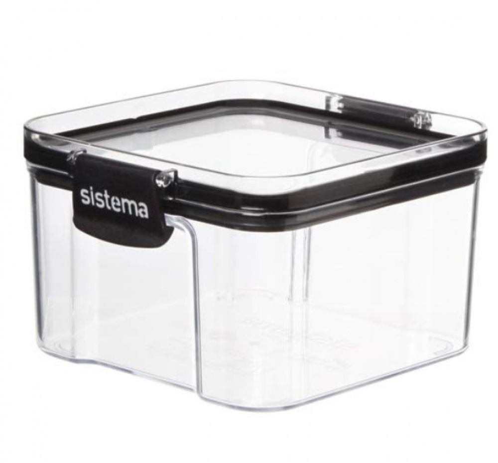 Burk, 0,46 liter, TRITAN ULTRA SQUARE, Klar / Svart i gruppen Förvaring / Köksförvaring / Förvaringslådor och burkar hos SmartaSaker.se (40310)
