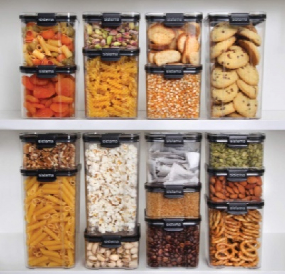 Burk, 0,7 liter, TRITAN ULTRA SQUARE, Klar / Svart i gruppen Förvaring / Köksförvaring / Förvaringslådor och burkar / Sistema hos SmartaSaker.se (40312)