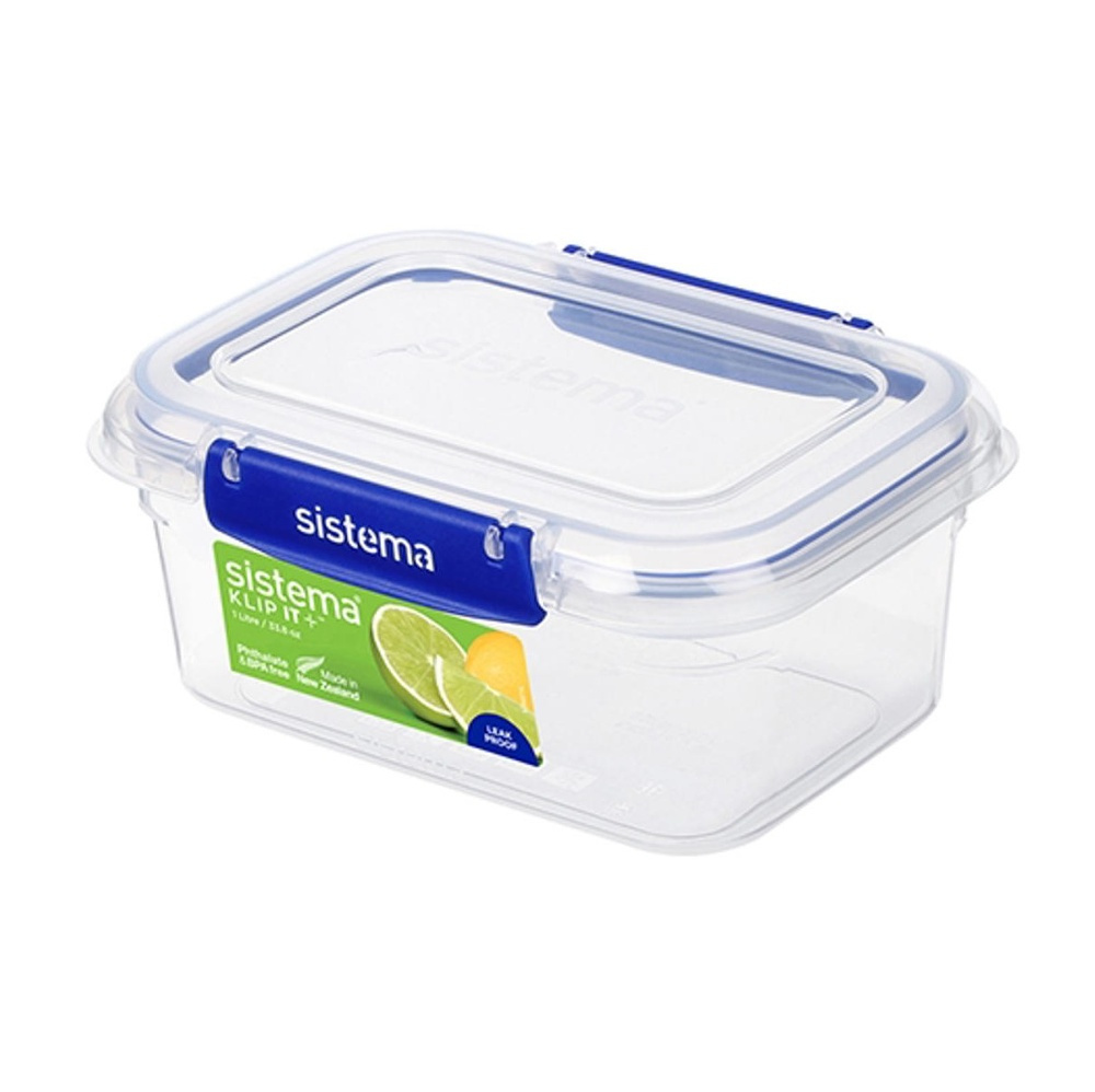 Burk, 1 Liter, KLIP IT PLUS RECTANGLE, 18 x 13 x H 8 cm, Transparent / Blå i gruppen Förvaring / Köksförvaring / Matlådor hos SmartaSaker.se (40314)