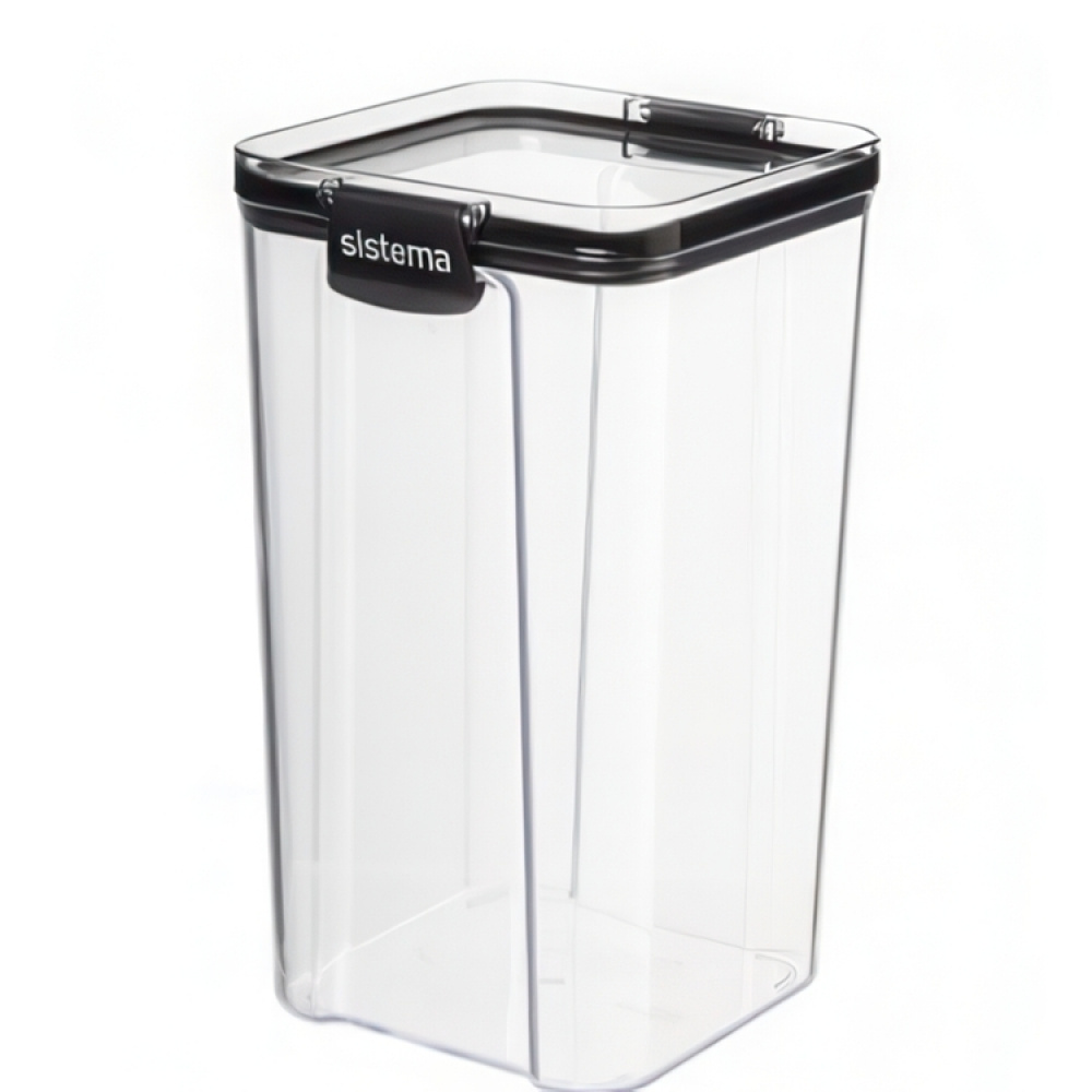 Burk, 1,3 liter, TRITAN ULTRA SQUARE, Klar / Svart i gruppen Förvaring / Köksförvaring / Förvaringsburkar / Sistema förvaringsburkar hos SmartaSaker.se (40315)