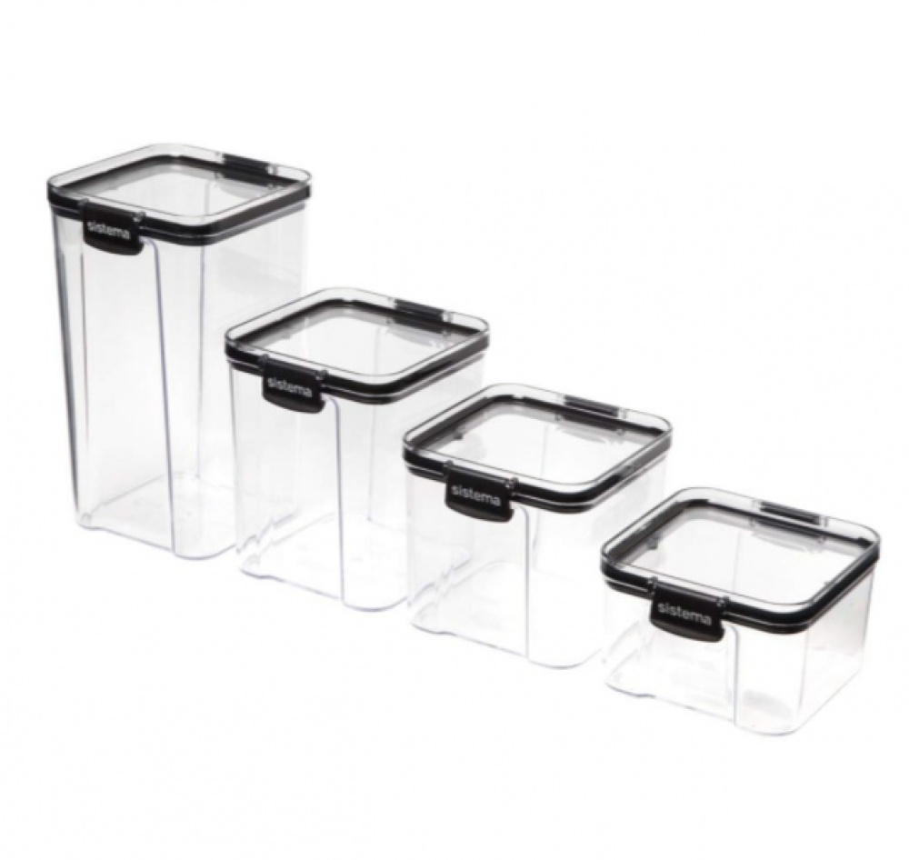 Burk, 1,3 liter, TRITAN ULTRA SQUARE, Klar / Svart i gruppen Förvaring / Köksförvaring / Förvaringslådor och burkar / Sistema hos SmartaSaker.se (40315)