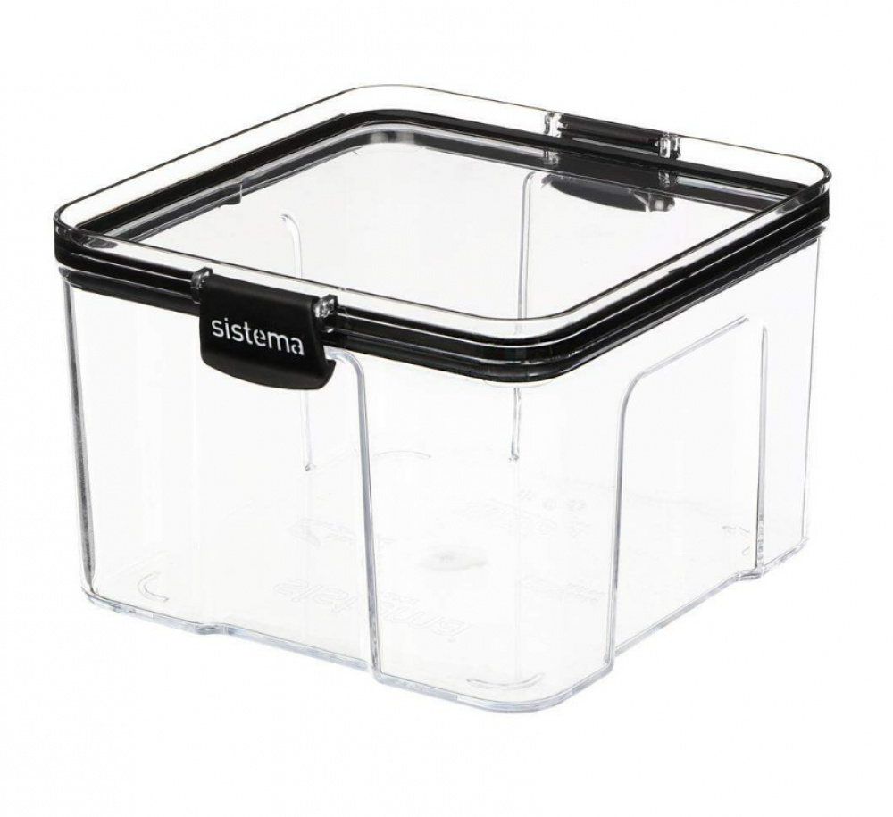 Burk, 1,4 Liter, TRITAN ULTRA LARGE SQUARE, Klar / Svart i gruppen Förvaring / Köksförvaring / Förvaringslådor och burkar hos SmartaSaker.se (40316)