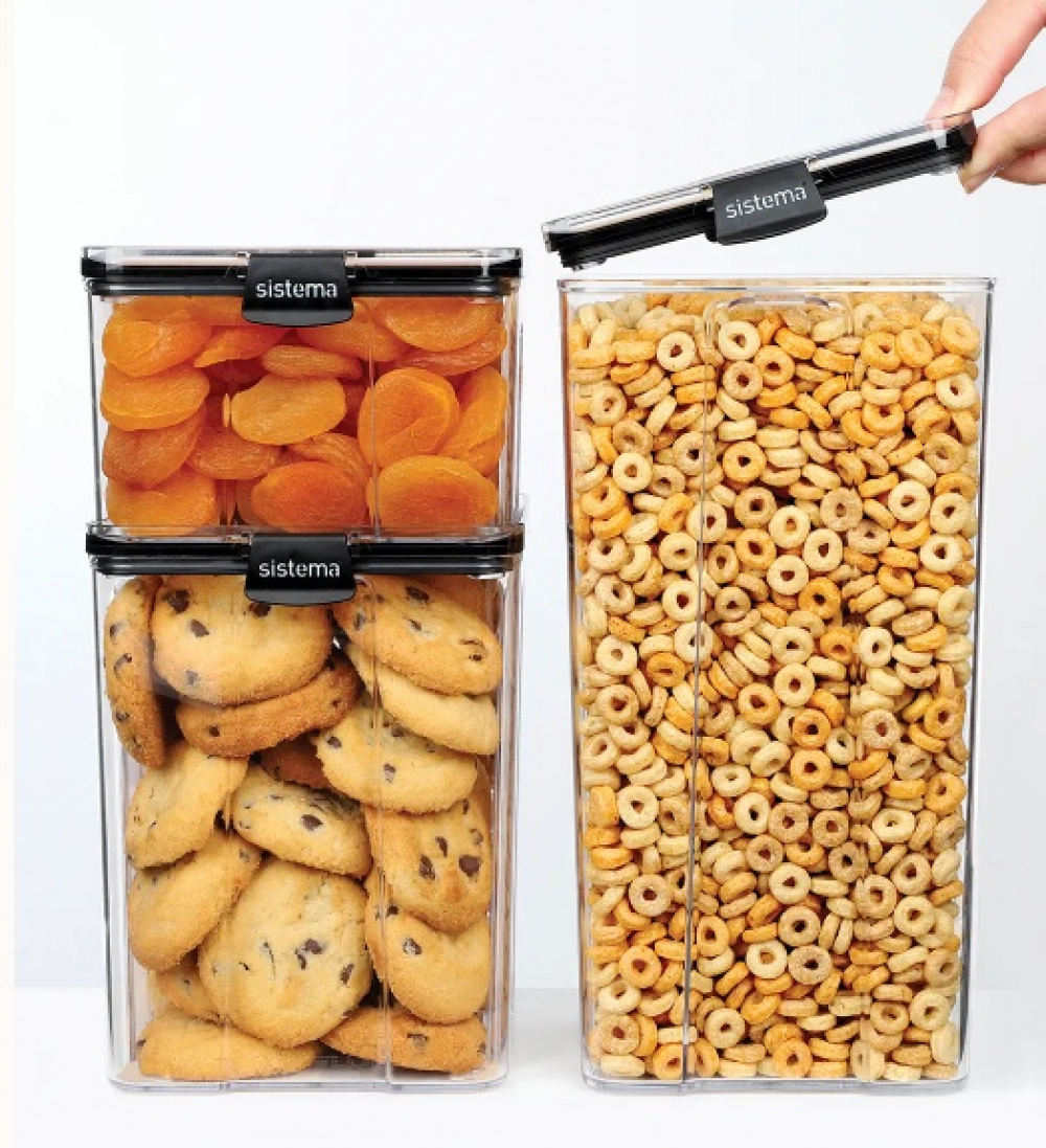 Burk, 1,4 Liter, TRITAN ULTRA LARGE SQUARE, Klar / Svart i gruppen Förvaring / Köksförvaring / Förvaringslådor och burkar hos SmartaSaker.se (40316)