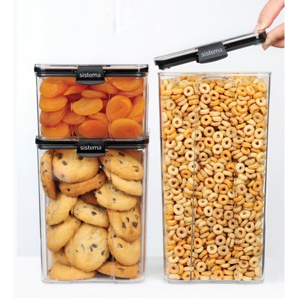 Burk, 1,4 Liter, TRITAN ULTRA LARGE SQUARE, Klar / Svart i gruppen Förvaring / Köksförvaring / Förvaringsburkar hos SmartaSaker.se (40316)