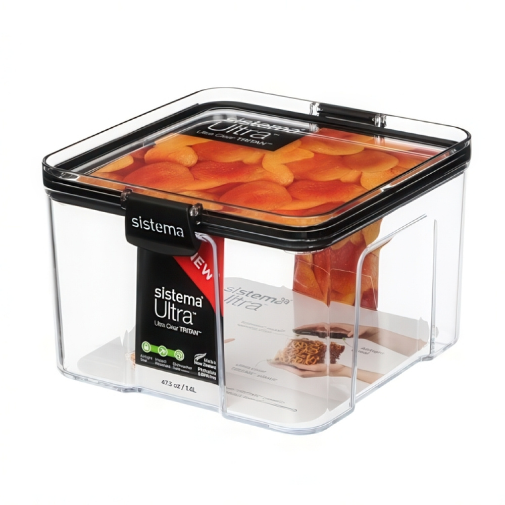 Burk, 1,4 Liter, TRITAN ULTRA LARGE SQUARE, Klar / Svart i gruppen Förvaring / Köksförvaring / Förvaringsburkar hos SmartaSaker.se (40316)