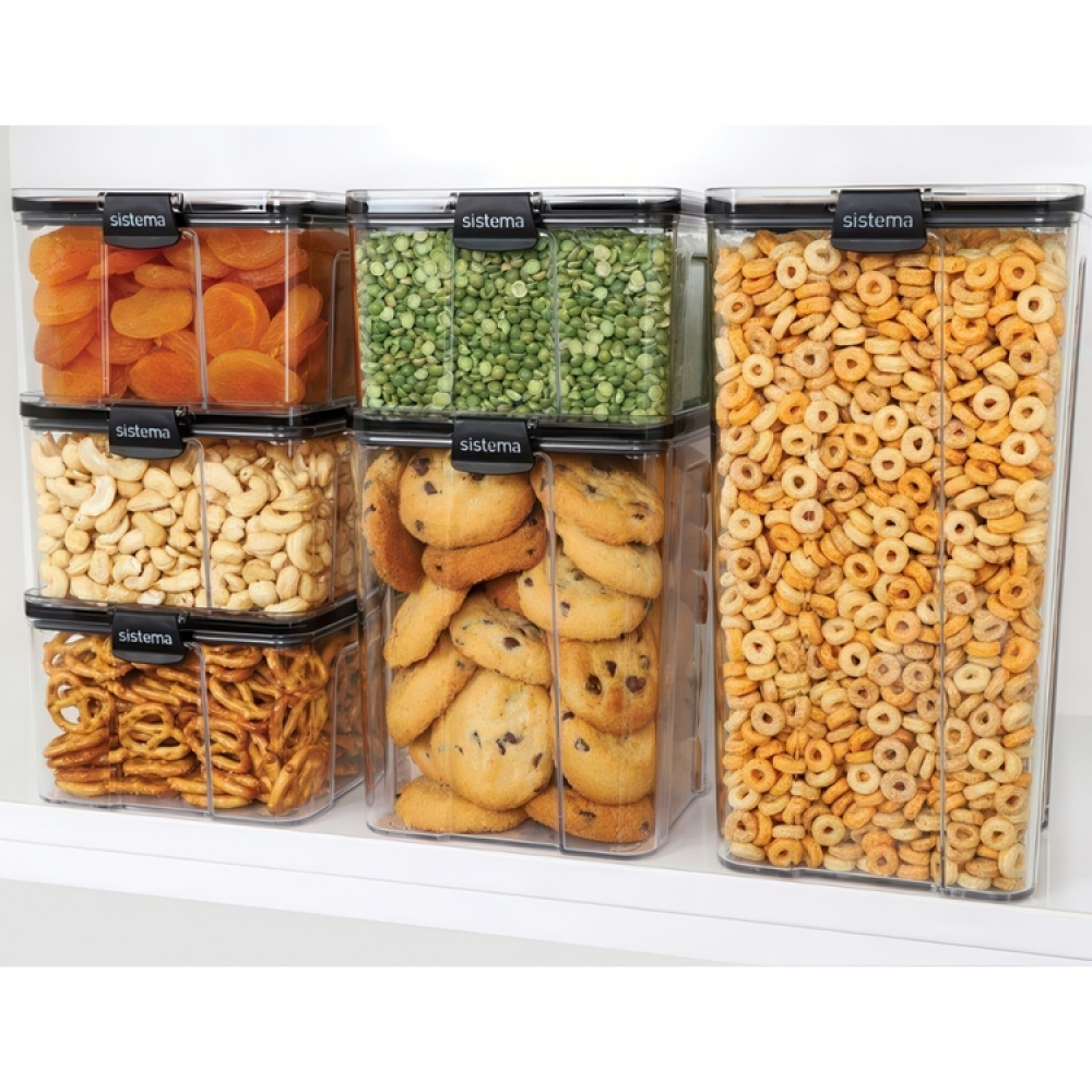 Burk, 1,4 Liter, TRITAN ULTRA LARGE SQUARE, Klar / Svart i gruppen Förvaring / Köksförvaring / Förvaringsburkar hos SmartaSaker.se (40316)