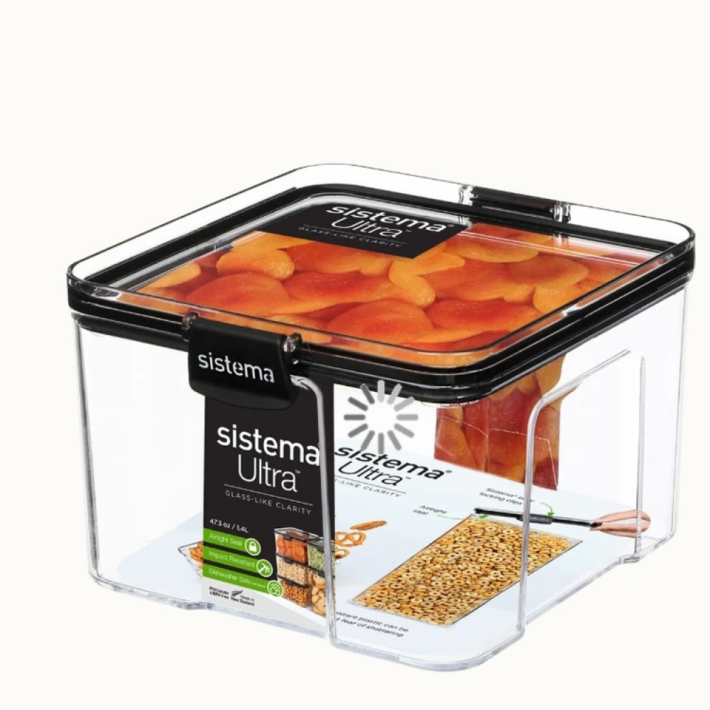 Burk, 1,4 Liter, TRITAN ULTRA LARGE SQUARE, Klar / Svart i gruppen Förvaring / Köksförvaring / Förvaringsburkar hos SmartaSaker.se (40316)