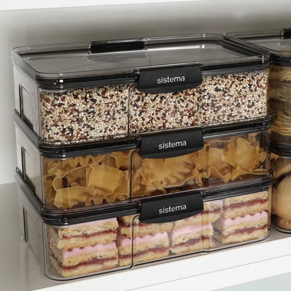 Burk, 1,73 Liter, TRITAN ULTRA LARGE RECTANGLE, Klar / Svart i gruppen Förvaring / Köksförvaring / Förvaringsburkar hos SmartaSaker.se (40319)