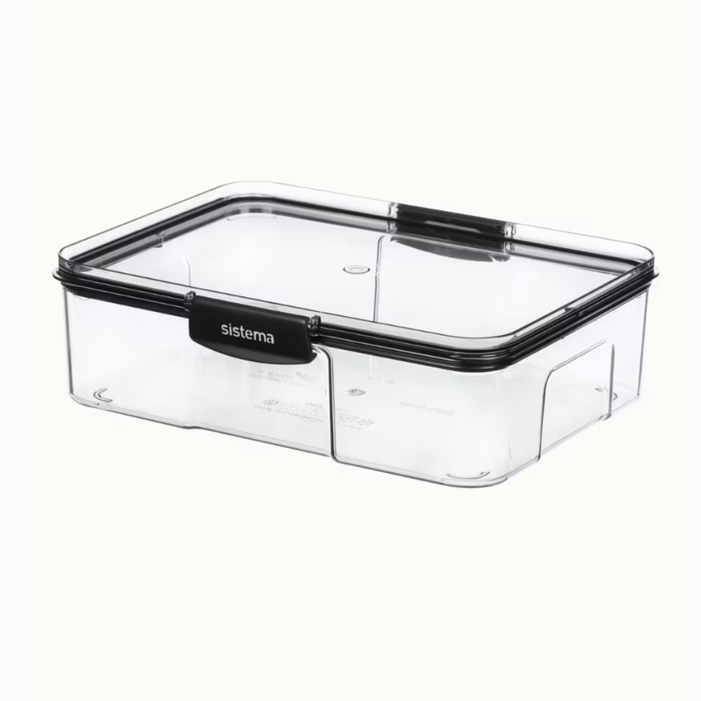 Burk, 1,73 Liter, TRITAN ULTRA LARGE RECTANGLE, Klar / Svart i gruppen Förvaring / Köksförvaring / Förvaringslådor och burkar hos SmartaSaker.se (40319)