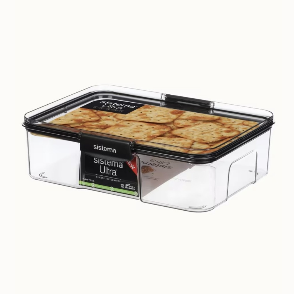 Burk, 1,73 Liter, TRITAN ULTRA LARGE RECTANGLE, Klar / Svart i gruppen Förvaring / Köksförvaring / Förvaringslådor och burkar hos SmartaSaker.se (40319)
