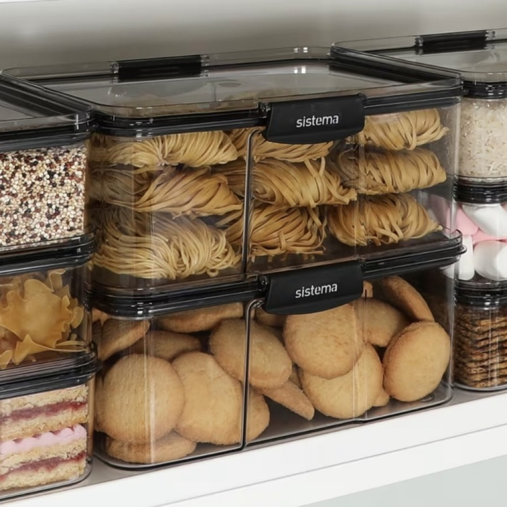 Burk, 2,63 Liter, TRITAN ULTRA LARGE RECTANGLE, Klar / Svart i gruppen Förvaring / Köksförvaring / Förvaringsburkar / Sistema förvaringsburkar hos SmartaSaker.se (40323)