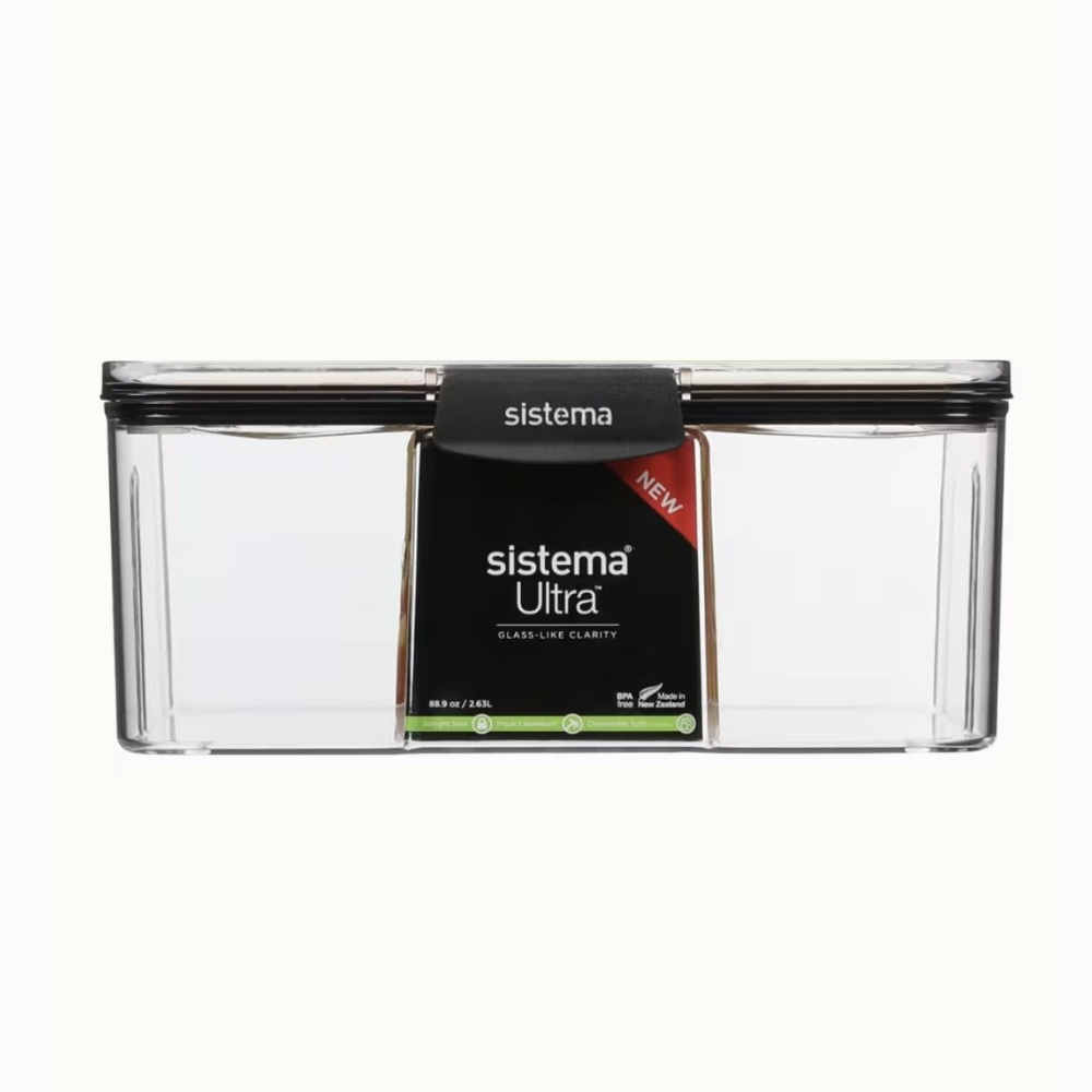 Burk, 2,63 Liter, TRITAN ULTRA LARGE RECTANGLE, Klar / Svart i gruppen Förvaring / Köksförvaring / Förvaringslådor och burkar / Sistema hos SmartaSaker.se (40323)