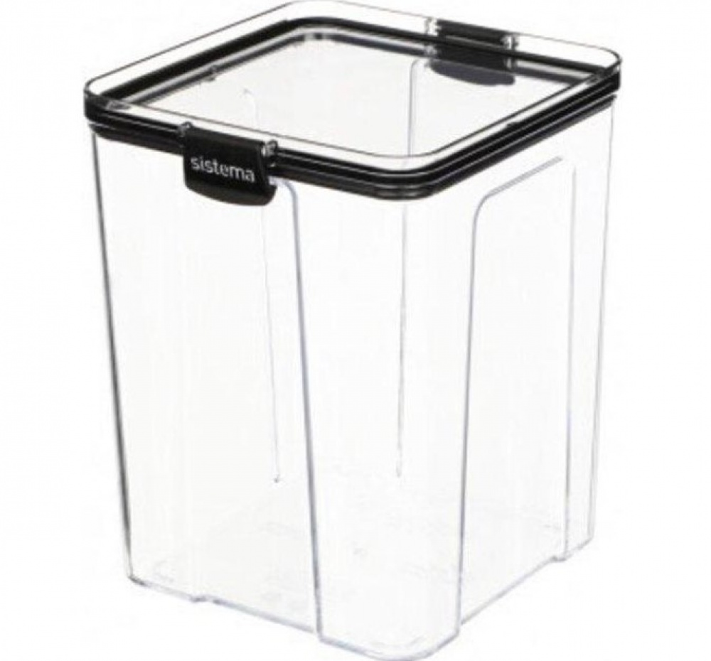 Burk, 2,75 Liter, TRITAN ULTRA LARGE SQUARE, Klar / Svart i gruppen Förvaring / Köksförvaring / Förvaringslådor och burkar / Sistema hos SmartaSaker.se (40324)