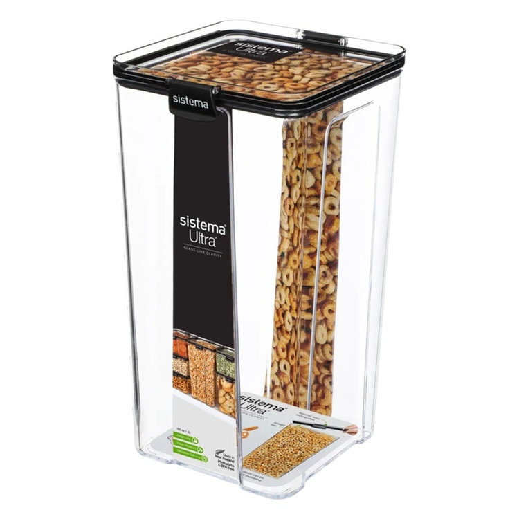 Burk, 4 Liter, TRITAN ULTRA LARGE SQUARE, Klar / Svart i gruppen Förvaring / Köksförvaring / Förvaringsburkar / Sistema förvaringsburkar hos SmartaSaker.se (40326)