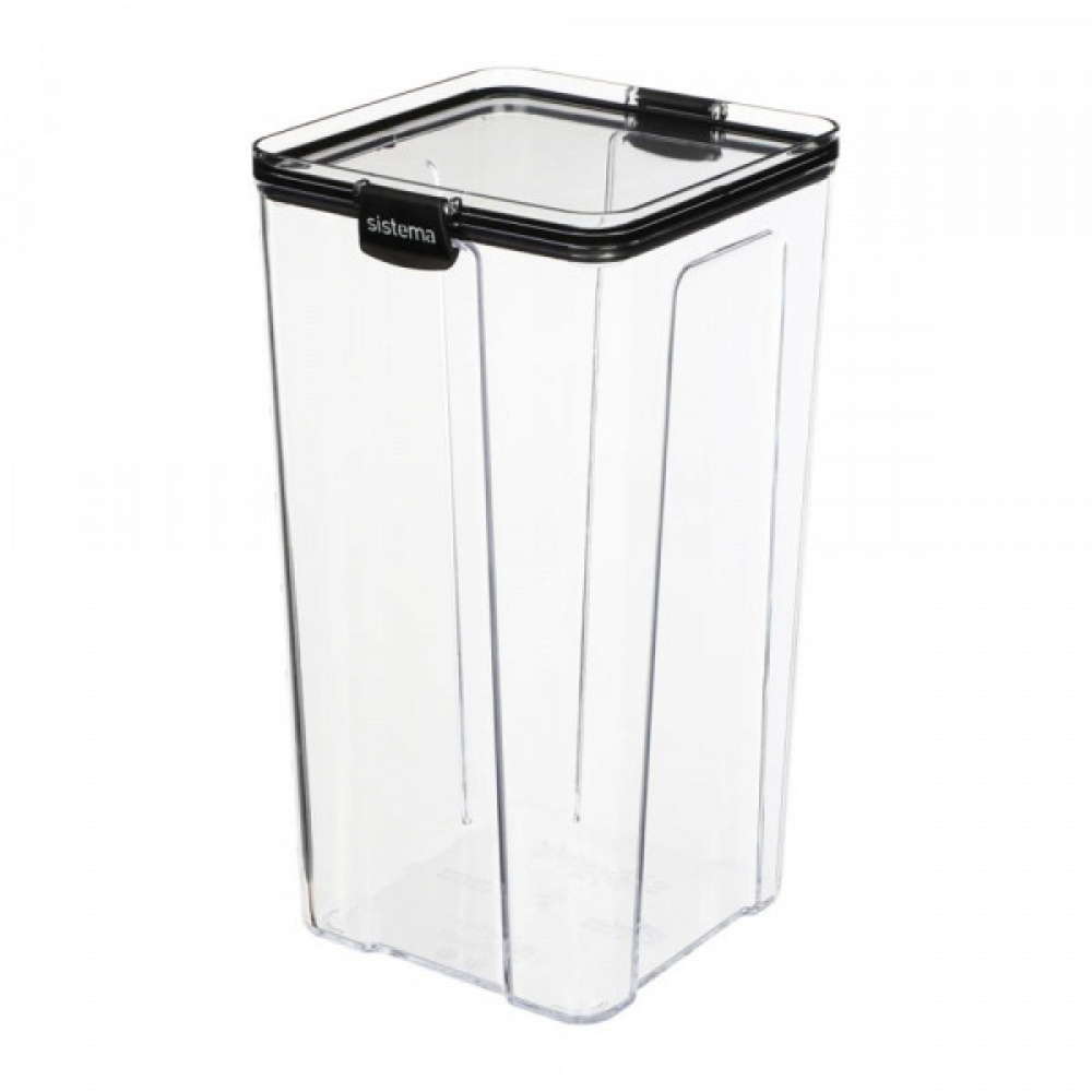 Burk, 4 Liter, TRITAN ULTRA LARGE SQUARE, Klar / Svart i gruppen Förvaring / Köksförvaring / Förvaringslådor och burkar / Sistema hos SmartaSaker.se (40326)