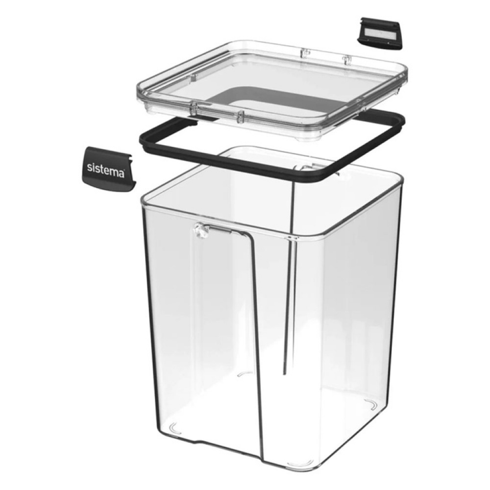 Burk, 4 Liter, TRITAN ULTRA LARGE SQUARE, Klar / Svart i gruppen Förvaring / Köksförvaring / Förvaringsburkar / Sistema förvaringsburkar hos SmartaSaker.se (40326)