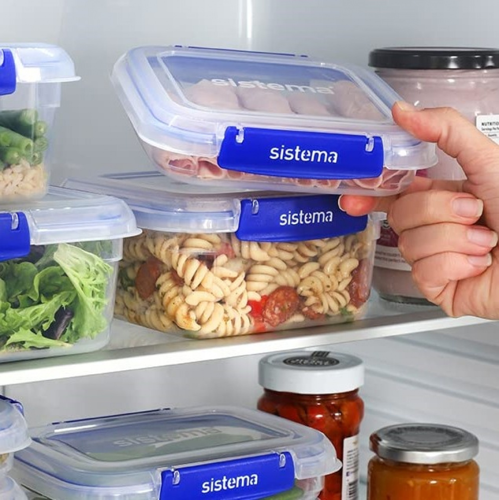 Burk, 450 ml, KLIP IT PLUS RECTANGLE, 18 x 13 x H 4 cm, Transparent / Blå i gruppen Förvaring / Köksförvaring / Matlådor / Plast hos SmartaSaker.se (40327)