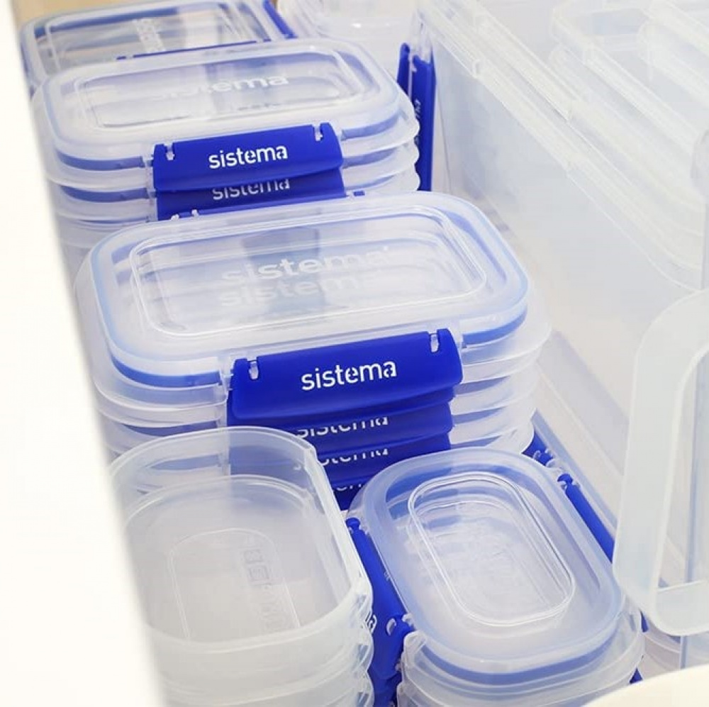 Burk, 450 ml, KLIP IT PLUS RECTANGLE, 18 x 13 x H 4 cm, Transparent / Blå i gruppen Förvaring / Köksförvaring / Matlådor / Plast hos SmartaSaker.se (40327)