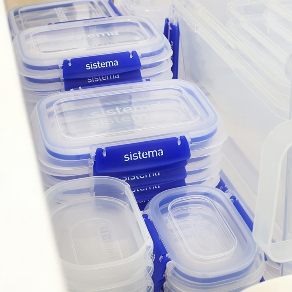 Burk, 450 ml, KLIP IT PLUS RECTANGLE, 18 x 13 x H 4 cm, Transparent / Blå i gruppen Förvaring / Köksförvaring / Matlådor / Matlådor i plast hos SmartaSaker.se (40327)