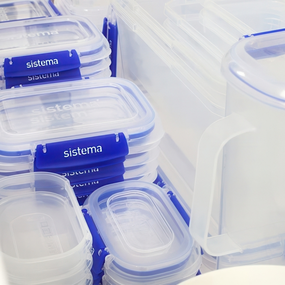 Burk, Fyrkantig, 520ml, KLIP IT PLUS SANDWICH, 16 x 16 x H4 cm, Transparent / Blå i gruppen Förvaring / Köksförvaring / Matlådor / Matlådor i plast hos SmartaSaker.se (40329)