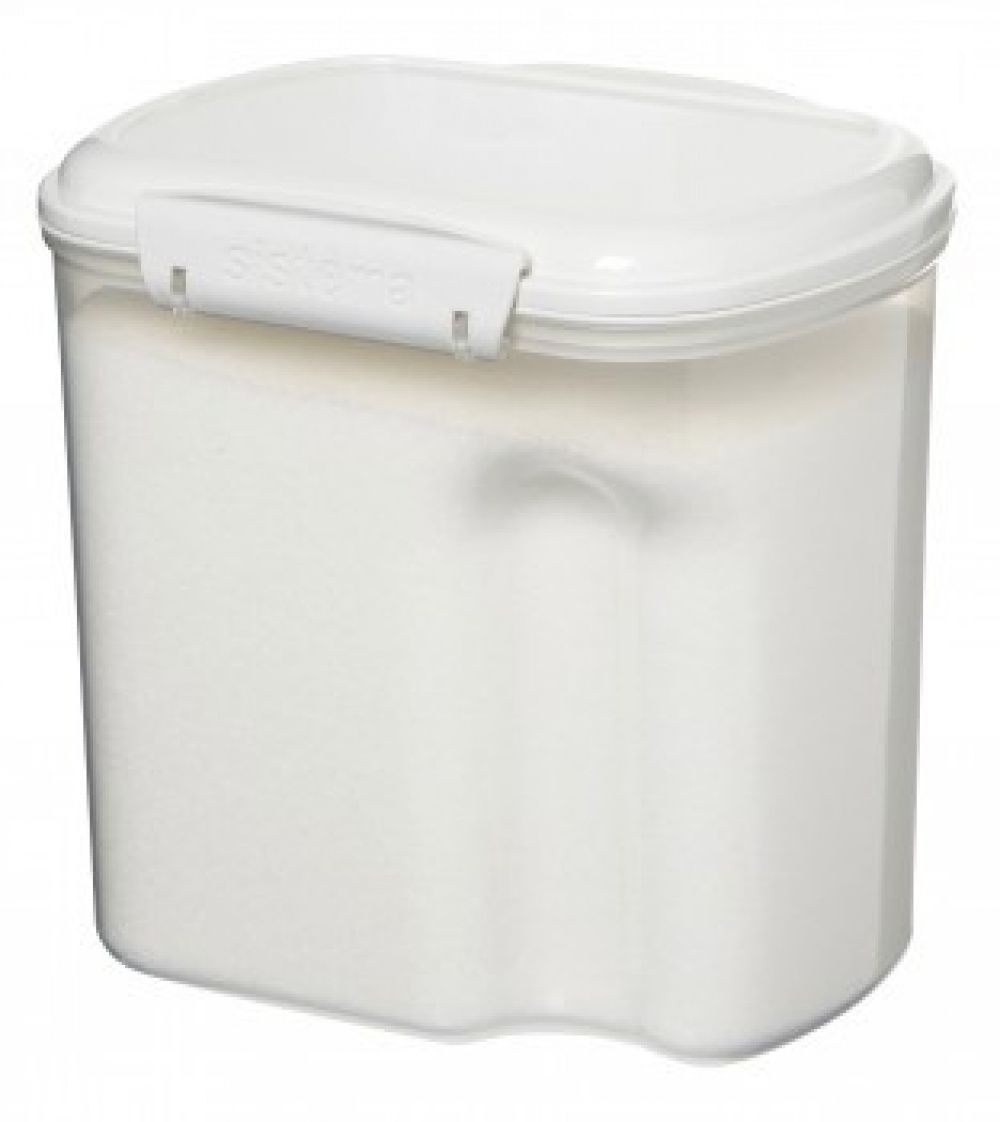 Burk, för mjöl, gryn mm, 2,4 L, Med skopa, BAKE IT, Transparent / Vit i gruppen Förvaring / Köksförvaring / Förvaringslådor och burkar / Sistema hos SmartaSaker.se (40330)