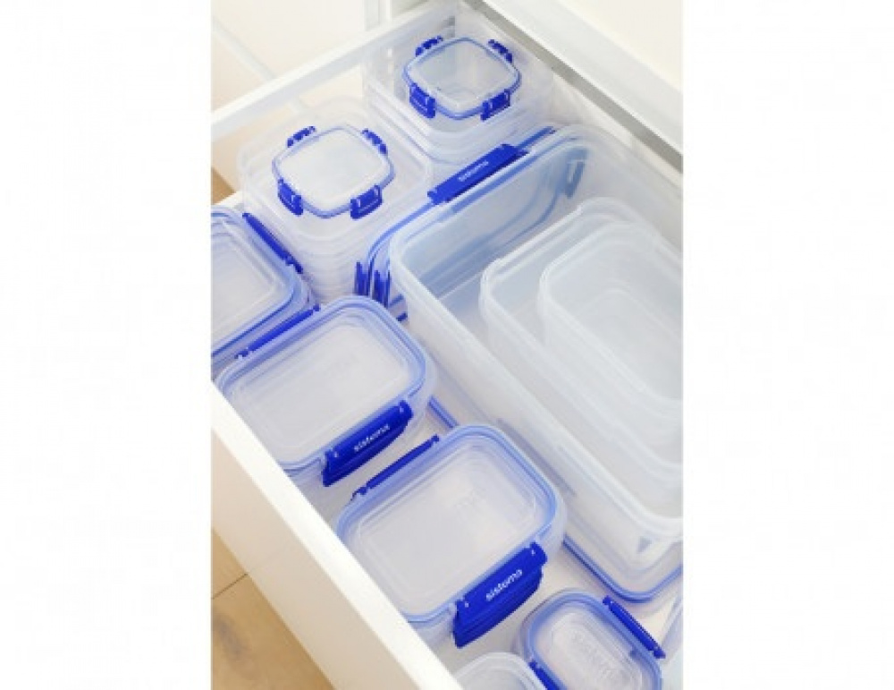Burk, Liten, 400 ml, KLIP IT PLUS RECTANGLE, 13 x 9 x H 8 cm, Transparent / Kornblå i gruppen Förvaring / Köksförvaring / Matlådor / Plast hos SmartaSaker.se (40332)
