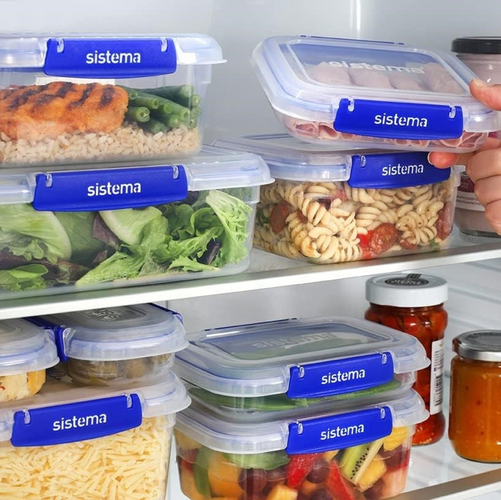 Burk, Stor, 3,35L , KLIP IT PLUS RECTANGLE, 25,5 x 17,5 x H 12 cm, Klar / Blå i gruppen Förvaring / Köksförvaring / Förvaringslådor och burkar / Sistema hos SmartaSaker.se (40334)