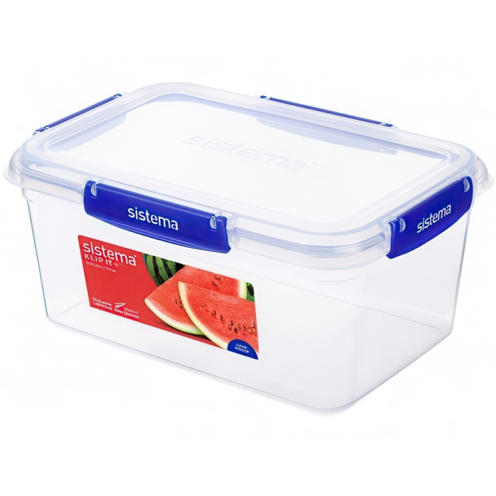 Burk, Stor, 3,35L , KLIP IT PLUS RECTANGLE, 25,5 x 17,5 x H 12 cm, Klar / Blå i gruppen Förvaring / Köksförvaring / Förvaringsburkar / Sistema förvaringsburkar hos SmartaSaker.se (40334)